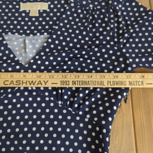 Michael Kors Navy Blue Polka-Dot A-Line Ruffle Dress SZ S - Picture 12 of 16